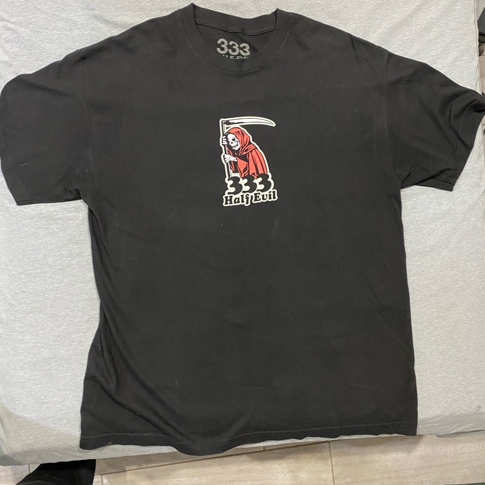 Half evil reaper logo tee